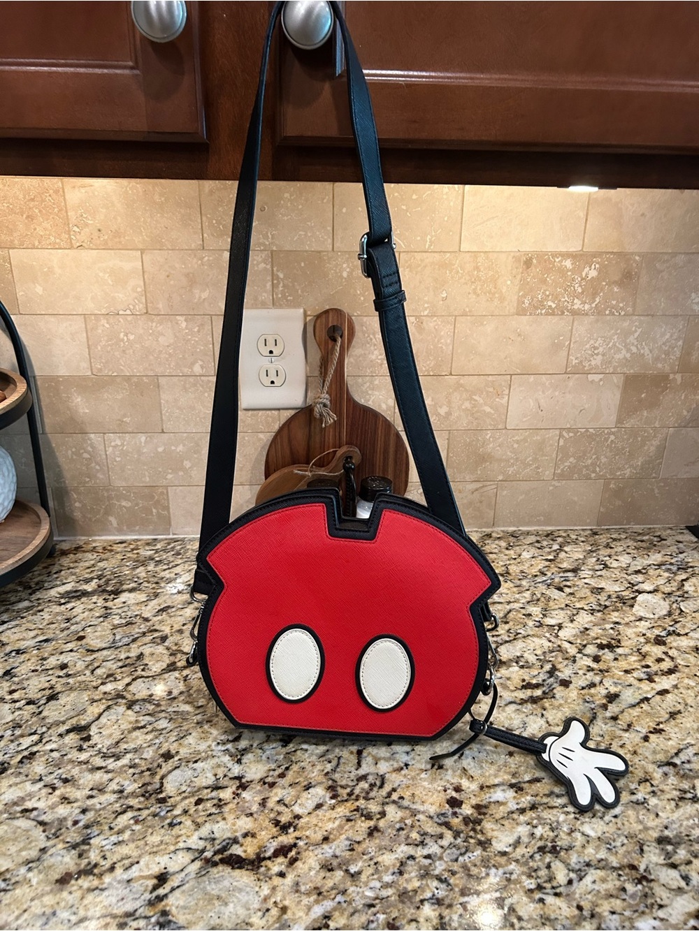 Loungefly Red & Black Mickey Crossbody Bag with Gloved Charm